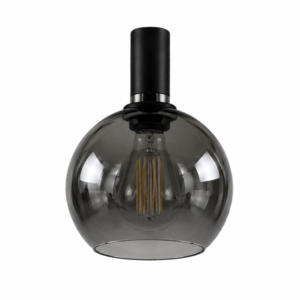 Industriële Hanglamp voor Eettafel – Amber & Smoke Glas – 7-Lichts – Dimbaar