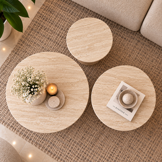 Salontafels 3 Stuks Beige Keramiek Blad - Floor