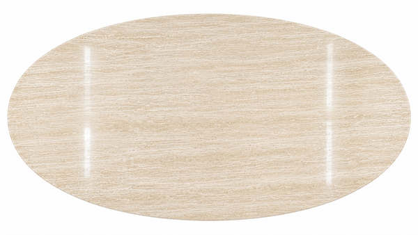 Eettafel Ovaal Beige Travertin met x goud 180cm