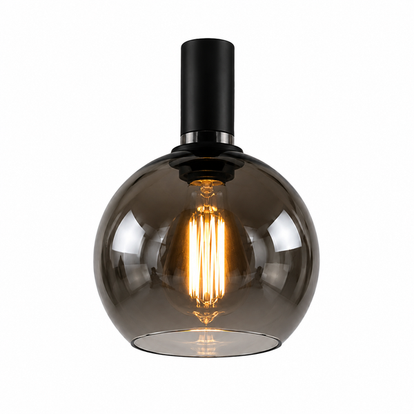 Industriële Hanglamp Ovaal Voor Eettafel- Amber & Smoke glas - 8 lichtpunten