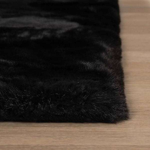 Vloerkleed hoogpolig zwart