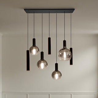 Industriële Hanglamp voor Eettafel – Smoke Glas – 7-Lichts – Dimbaar