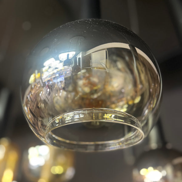 Hanglamp Smoke Glas – Ovale Plaat – 5 Bollen in Verschillende Grootte + 3 Buisspots