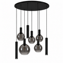 Industriële Hanglamp voor Eettafel ovaal – Smoke Glas – 8-Lichts – Dimbaar