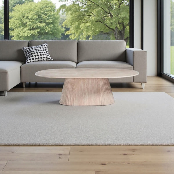 Japandi salontafel ovaal travertin