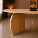 Eettafel Travertin Blad Poten Hout 160x90cm