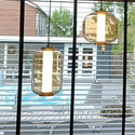Amber glas Eettafel Hanglamp – 2 Bollen in Diverse Vormen + 3 Buisspots  – 5 Lichtpunten – Modern Design