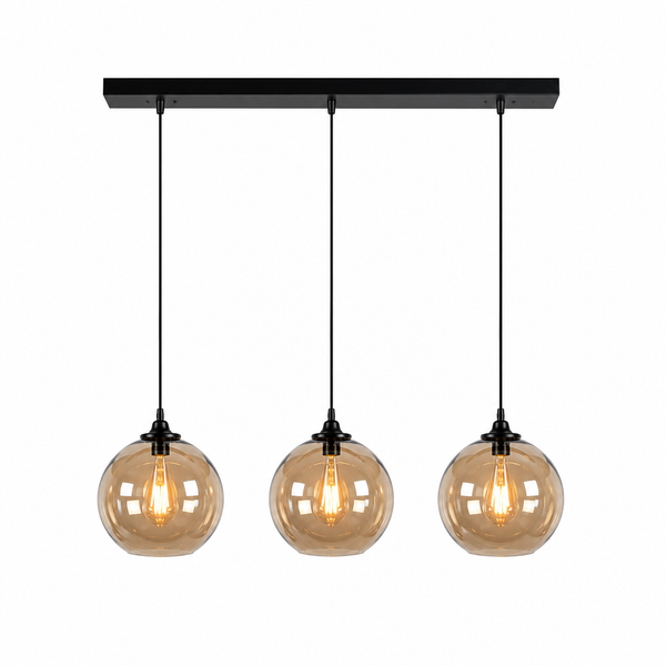 Hanglamp Eettafel Amber Glas 3 Lichtpunten