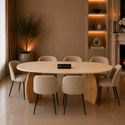 Eettafel Travertin Blad Poten Hout 160x90cm