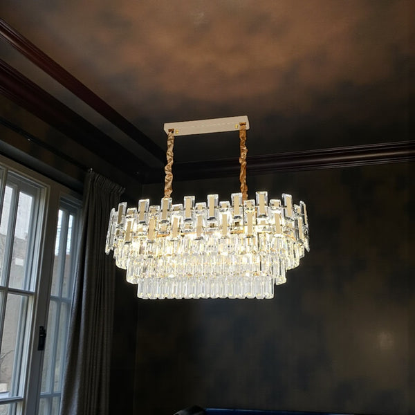 Eettafel Hanglamp goud met Glas en Kristallen stenen 80 Ø