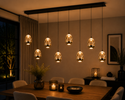 Hanglamp boven eettafel goud dimbaar - 8 Lichtpunten t