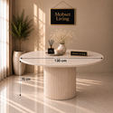 Eettafel Japandi travertin rond 130 cm - Kimberly