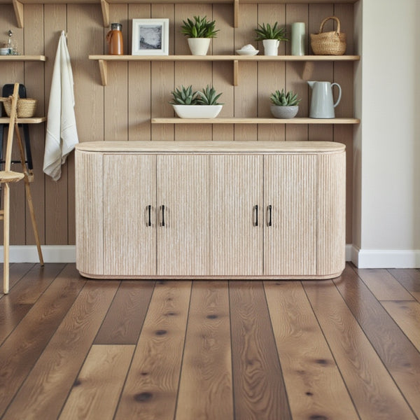 Japandi dressoir – Travertin blad met 4 deuren - Beige