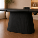 Ovale uitschuifbare Japandi eettafel – zwart MFD (160–200 cm)