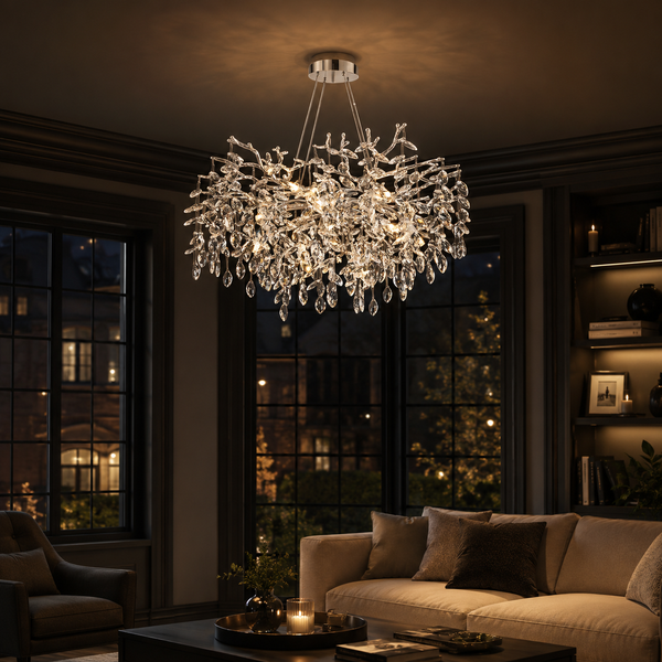 Kroonluchter hanglamp met kristallen stenen - 8 lichtpunten