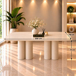Langwerpige Mango Houten Eettafel 200x100 cm Crème – Massief Mangohout