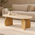 Salontafel travertin blad ovaal poot 130 cm - Mina