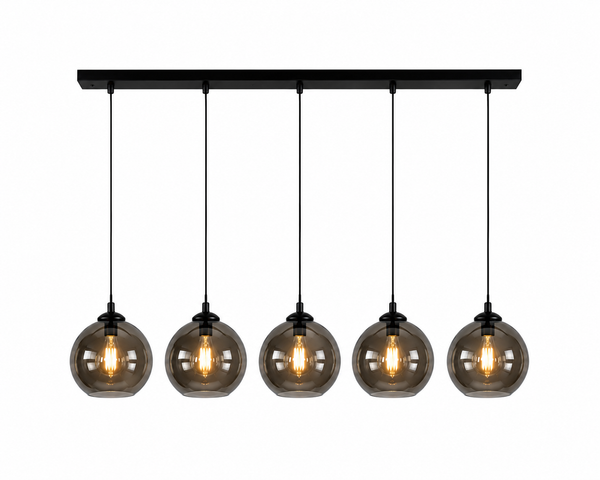 Hanglamp Eettafel Smoke Glas 5 Lichtpunten