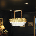 Ovale Eettafel Hanglamp Goud met Schuine Metalen Afwerking