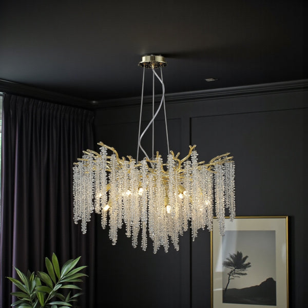 Luxe Hanglamp Kroonluchter Goud met Kristallen Stenen - 8 Lichtpunten