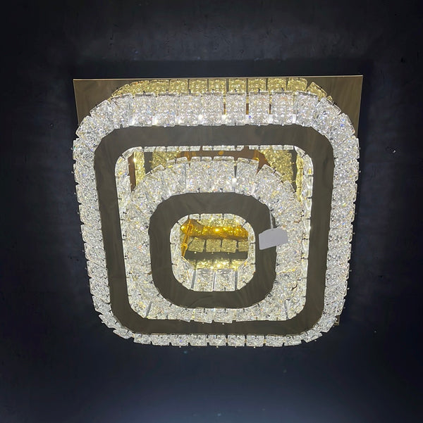 Stijlvolle Gouden Plafondlamp met Slimme LED Verlichting Vierkantig