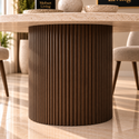 Eettafel Japandi travertin rond bruin 130 cm - Kimberly
