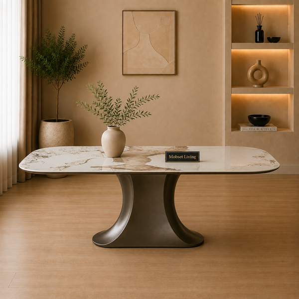 Eettafel Ovaal Keramiek Witte Blad - 180cm