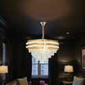 Gouden Hanglamp met Dubbele LED-strips en Transparante Kristallen 45 Ø