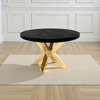 ronde eettafel goud met visgraatmotief