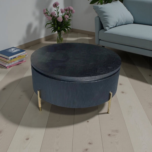 Zwarte Japandi Salontafel visgraat – Mangohout