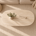 Salontafel travertin blad ovaal poot bruin 130 cm - Mina