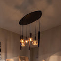 Industriële Hanglamp voor Eettafel ovaal – Smoke Glas – 8-Lichts – Dimbaar
