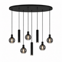 Industriële Hanglamp voor Eettafel ovaal – Smoke Glas – 8-Lichts – Dimbaar