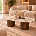 Salontafel Japandi travertin 2 potig bruin Ovaal 130 cm - Kimberly