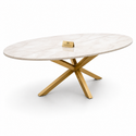 Eettafel Ovaal Crème Blad– Goud poten 180cm