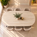 Eettafel Japandi travertin Ovaal bruin 180cm - Kimberly