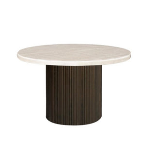 Eettafel Rond travertin – Japandi stijl – 130cm natuursteen