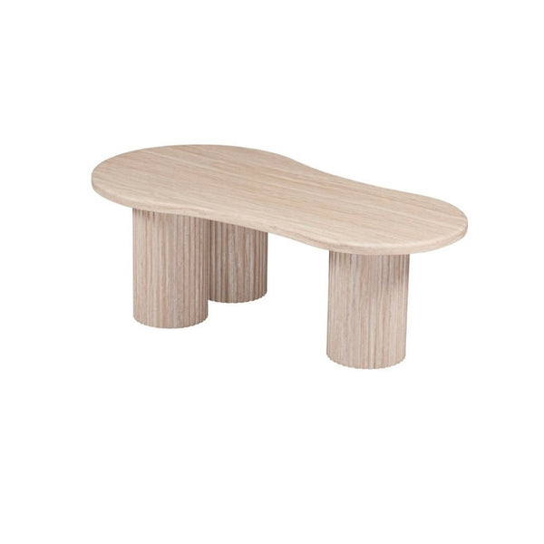 Japandi ovale salontafel – Travertin met drie poten