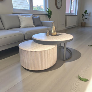 Japandi Bubblo salontafel set – Travertin blad