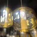 Amber glas Eettafel Hanglamp – 2 Bollen in Diverse Vormen + 3 Buisspots  – 5 Lichtpunten – Modern Design