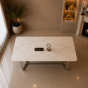 Eettafel Marmer langwerpig zilver