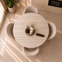 Eettafel Japandi travertin rond 130 cm - Kimberly