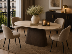 Eettafel ovaal Bruin Travertin Kimberly - 180 cm
