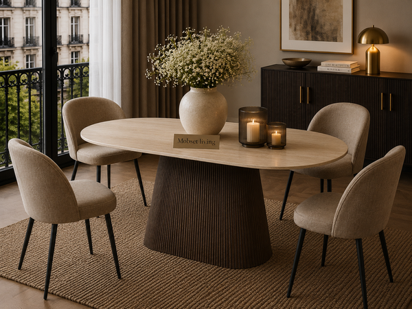 Eettafel ovaal Bruin Travertin Kimberly - 180 cm