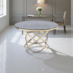 moderne ronde glazen eettafel