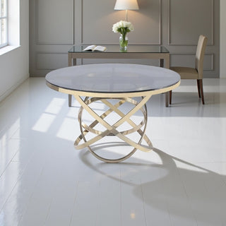 moderne ronde glazen eettafel