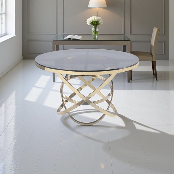 moderne ronde glazen eettafel