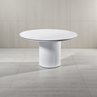 Ronde Eettafel Keramiek – Volledig wit met zwarte randafwerking