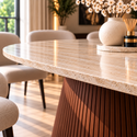 Eettafel Japandi travertin Ovaal bruin 180cm - Kimberly