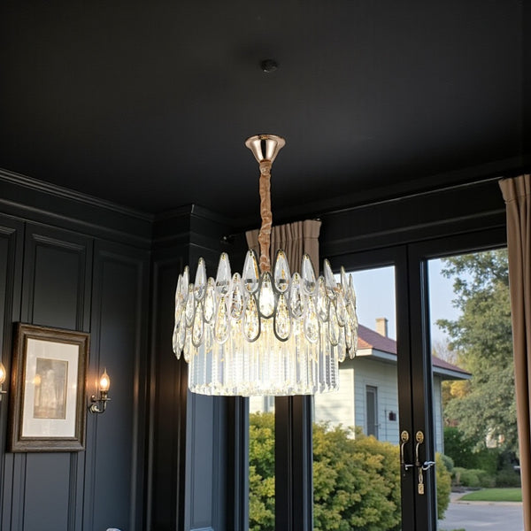 Hanglamp Kroonluchter Goud met Druppelvormige Kristallen Glas 45  Ø
